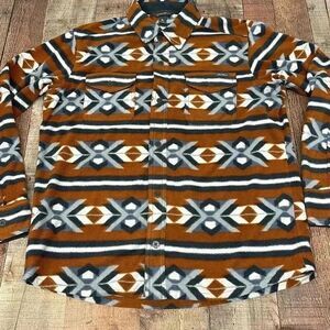 Eddie Bauer Fleece Button Aztec Print Shirt Jacket Men’s L